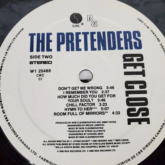 The Pretenders Get  Close Vinyl Album 1986 - Picture 12 of 15